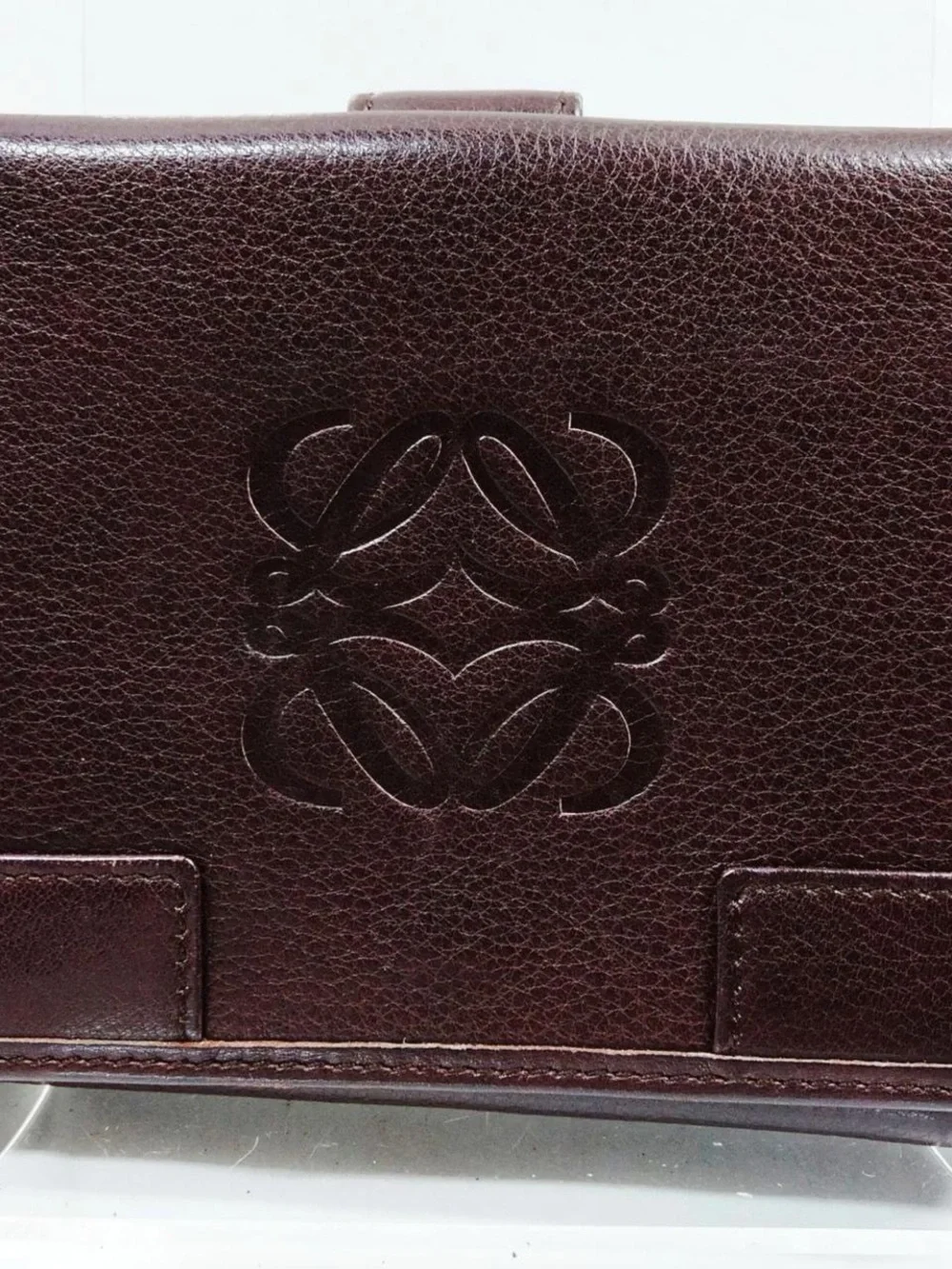 Loewe Genuine Leather Compact Wallet - Brown